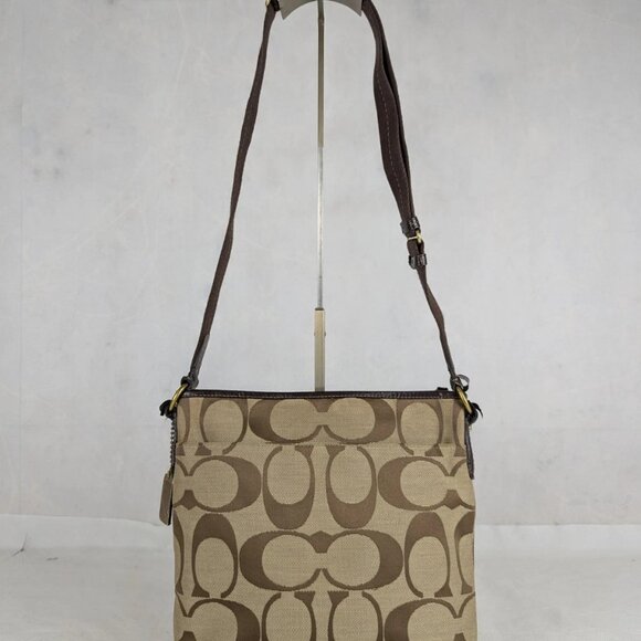 COACH F21905 SIGNATURE STRIPE DUFFLE SIGNATURE FABRIC Dark Brown - Picture 3 of 15